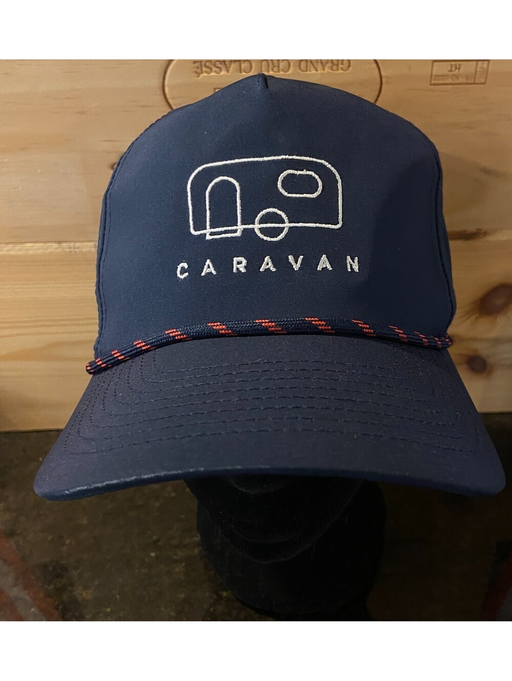Caravan Rope Brim Trucker Hat Adjustable Graphic Print One Size Camping Travel